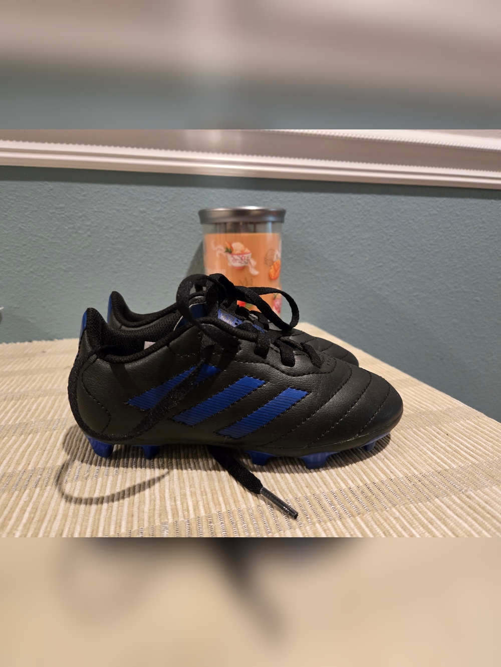 adidas Black and Blue Little Kids Soccer Cleats Size 11
